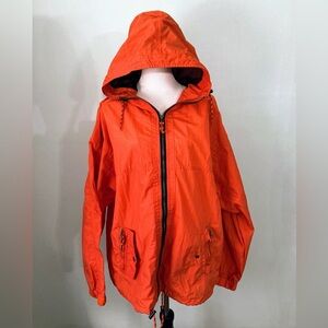 ESCAPE Vtg Orange Full Zip Hooded Windbreaker Jacket Oversized Men's Large